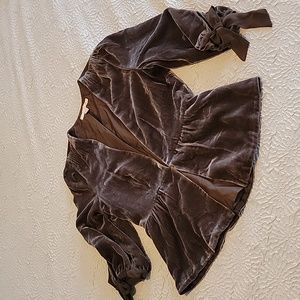 Rebecca Taylor Crushed Velvet Top Peplum Blazer